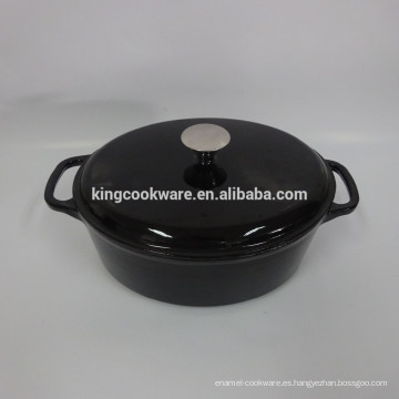 Cacerola / olla / cocotte de hierro fundido esmaltado oval negro para utensilios de cocina / utensilios de cocina